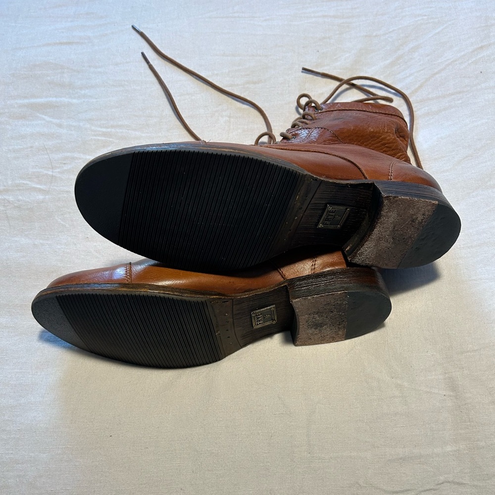 Frye Tan Leather Lace-Up Boots - Picture 3 of 4